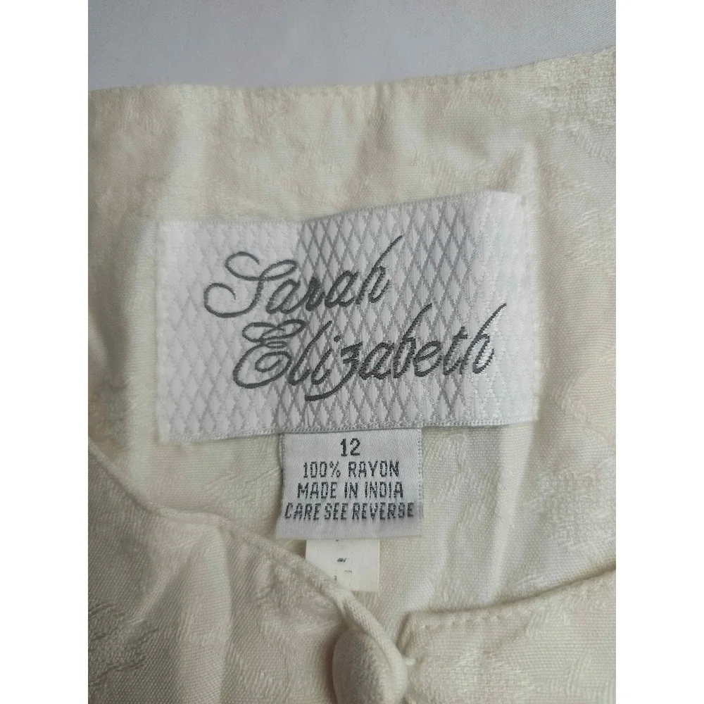 Sarah Elizabeth Cream Rayon Floral Embroidered Short Sleeve Blouse Womens 12